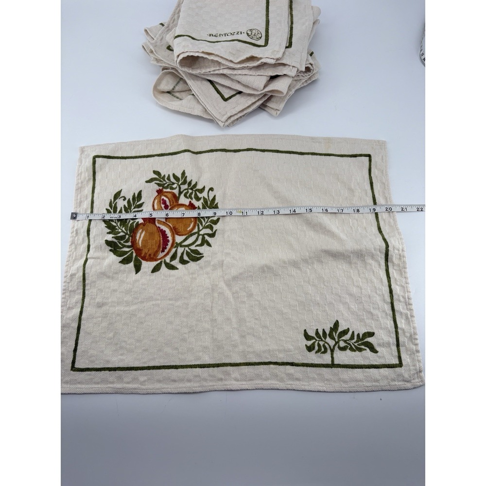 Stamperia Bertozzi Italian Handprinted Linen Placemats Napkins Set Pomegranate - Picture 6 of 12